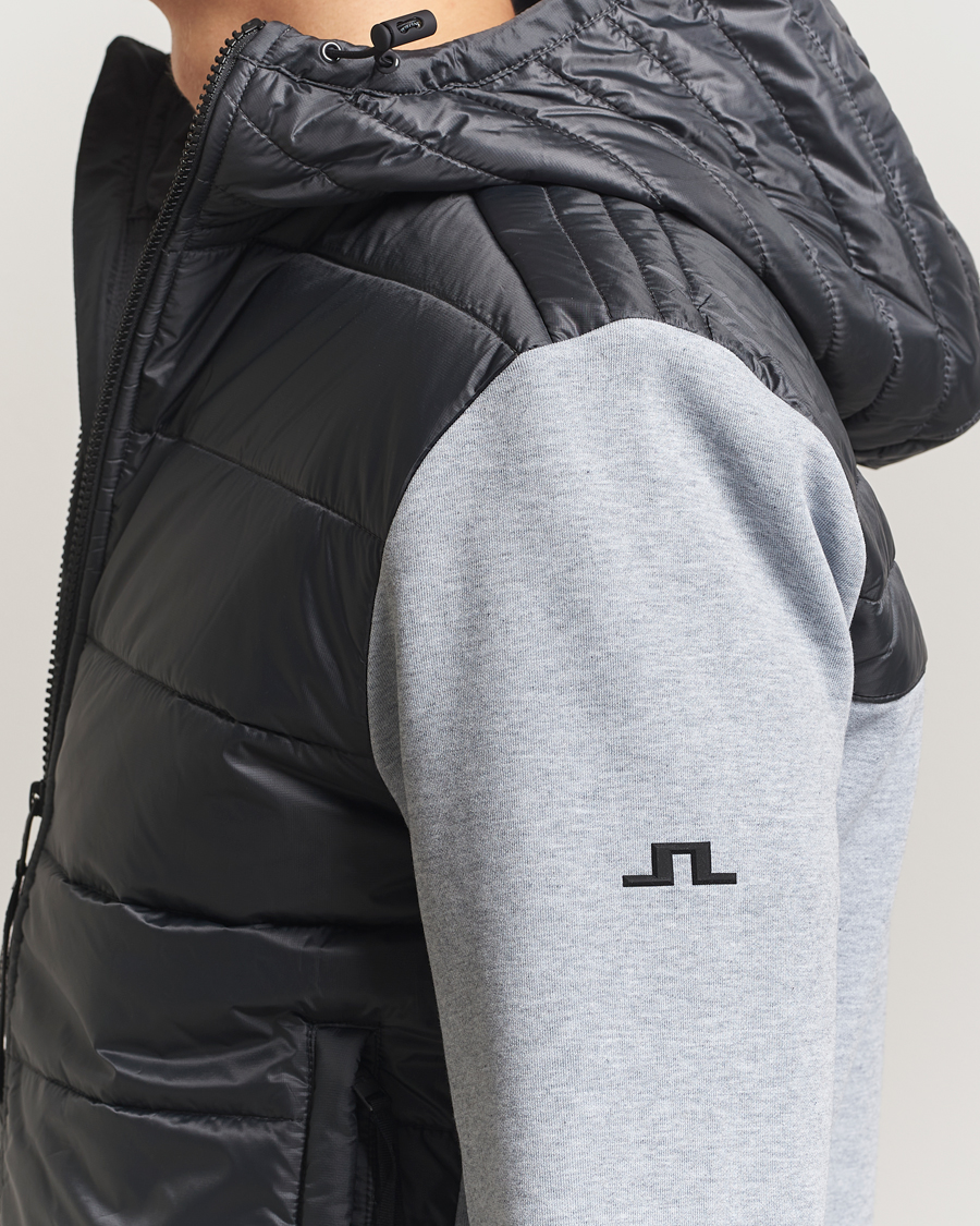 Mies | Puserot | J.Lindeberg | Seth Hybrid Hooded Full Zip Medium Grey Melange