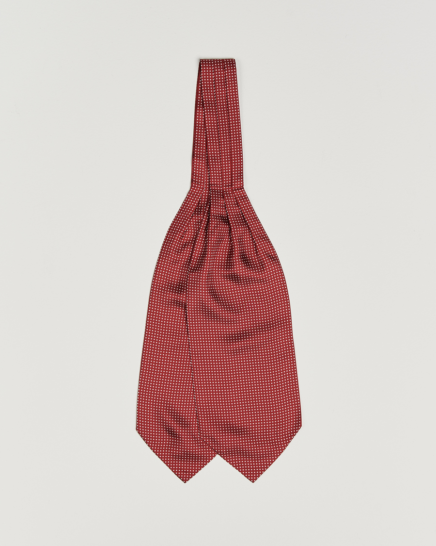 Mies | Huivit | Amanda Christensen | Silk Twill Micro Dot Ascot Wine Red