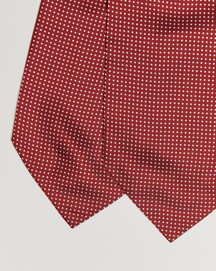 Mies | Huivit | Amanda Christensen | Silk Twill Micro Dot Ascot Wine Red