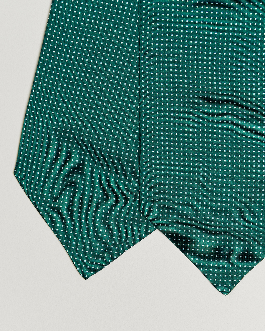 Mies | Huivit | Amanda Christensen | Silk Twill Micro Dot Ascot Bottle Green