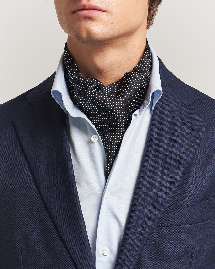 Mies | Huivit | Amanda Christensen | Silk Twill Micro Dot Ascot Black