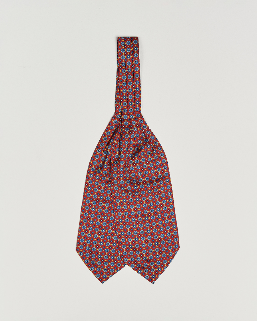 Mies | Amanda Christensen Silk Twill Medallion Ascot Wine Red | Amanda Christensen | Silk Twill Medallion Ascot Wine Red