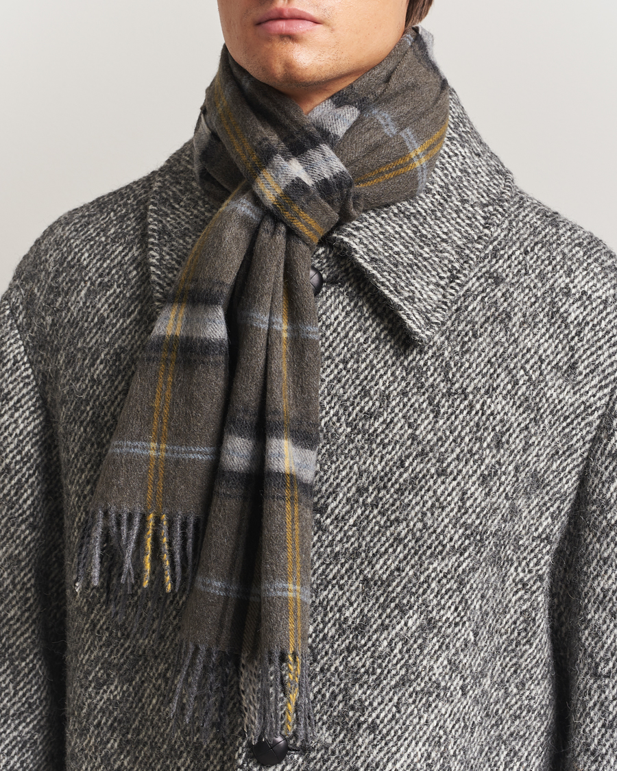 Mies | Amanda Christensen Wool Checked Scarf Olive | Amanda Christensen | Wool Checked Scarf Olive