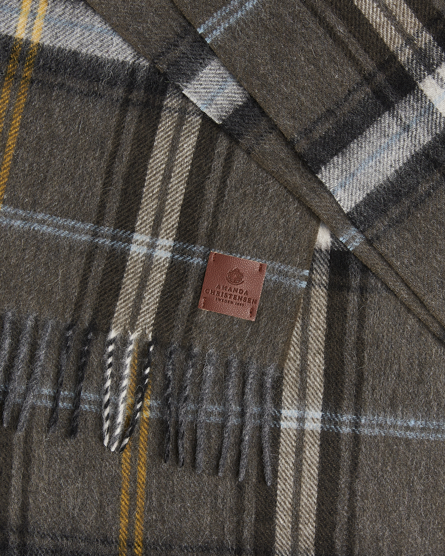 Mies | Amanda Christensen Wool Checked Scarf Olive | Amanda Christensen | Wool Checked Scarf Olive