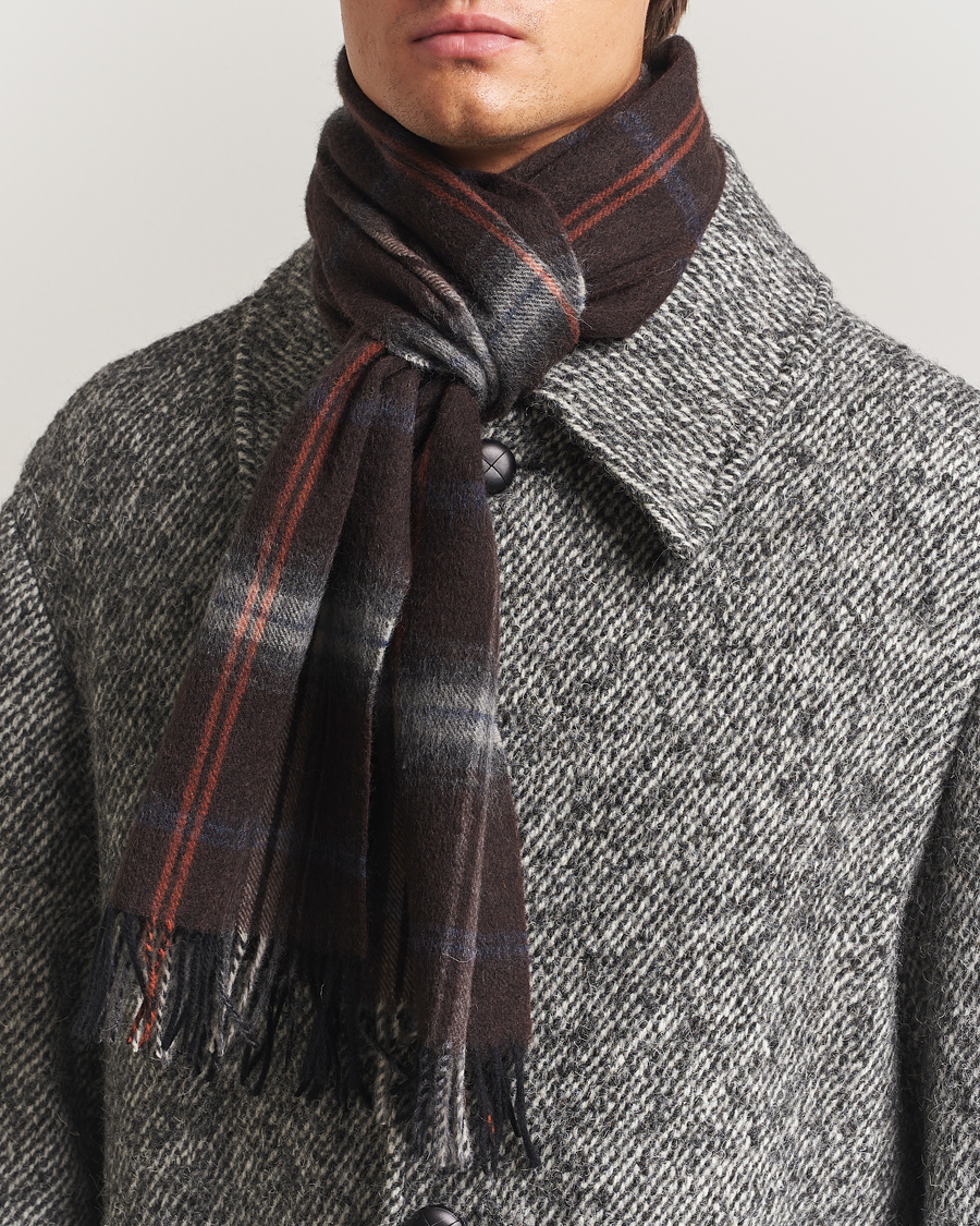 Mies | Amanda Christensen Wool Checked Scarf Brown | Amanda Christensen | Wool Checked Scarf Brown