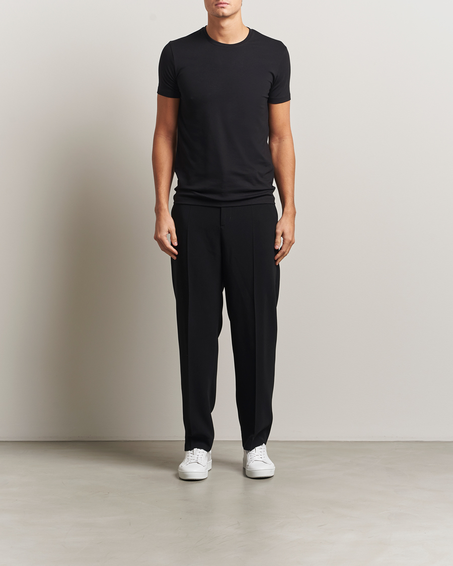 Mies | T-paidat | Falke | 2-Pack Cotton Crew Neck T-Shirt Black