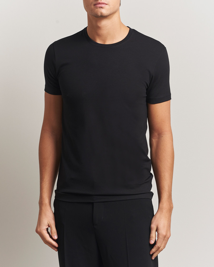 Mies | T-paidat | Falke | 2-Pack Cotton Crew Neck T-Shirt Black