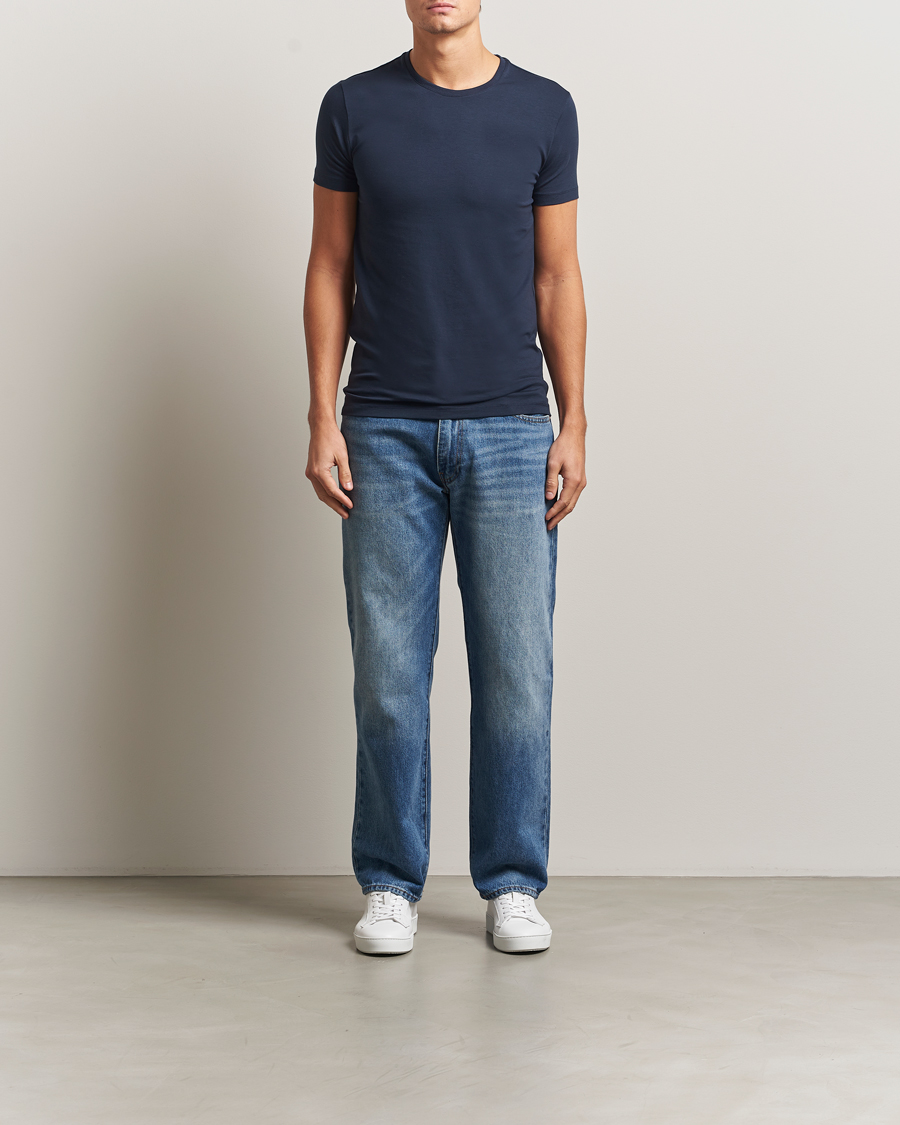 Mies | T-paidat | Falke | 2-Pack Cotton Crew Neck T-Shirt Midnight