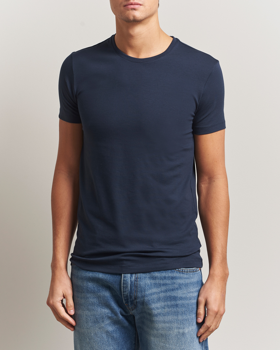 Mies | T-paidat | Falke | 2-Pack Cotton Crew Neck T-Shirt Midnight
