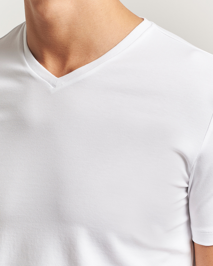 Mies | T-paidat | Falke | 2-Pack Cotton V-Neck T-Shirt White