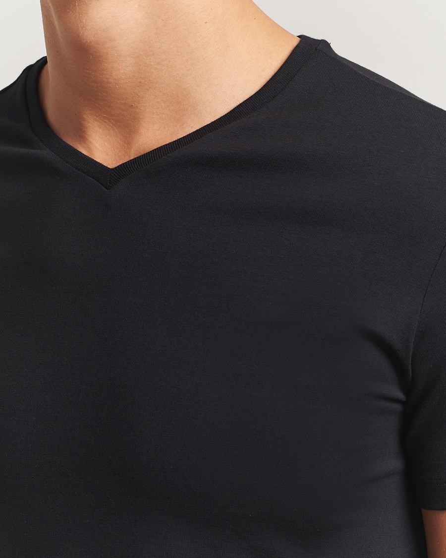 Mies | T-paidat | Falke | 2-Pack Cotton V-Neck T-Shirt Black