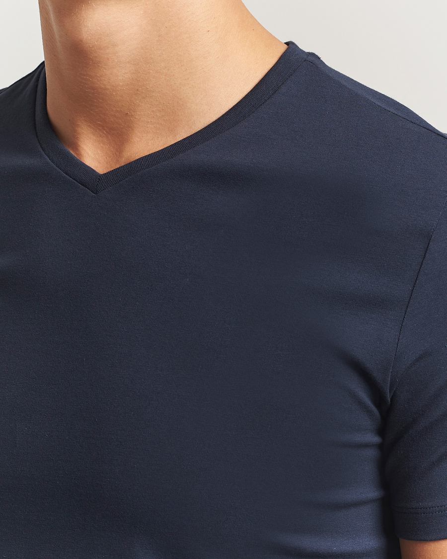 Mies | T-paidat | Falke | 2-Pack Cotton V-Neck T-Shirt Midnight