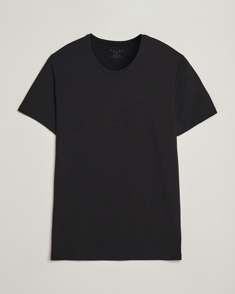 Mies | T-paidat | Falke | Clima Wool Crew Neck T-Shirt Black