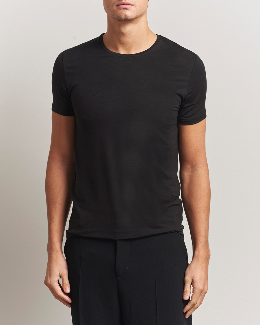 Mies | T-paidat | Falke | Clima Wool Crew Neck T-Shirt Black