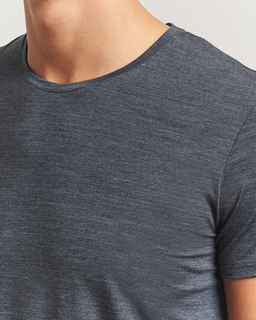 Mies | T-paidat | Falke | Clima Wool Crew Neck T-Shirt Dark Grey Heather