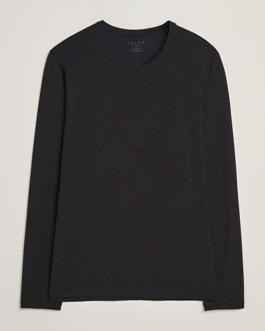Mies | T-paidat | Falke | Clima Wool Wool Long Sleeve T-Shirt Black