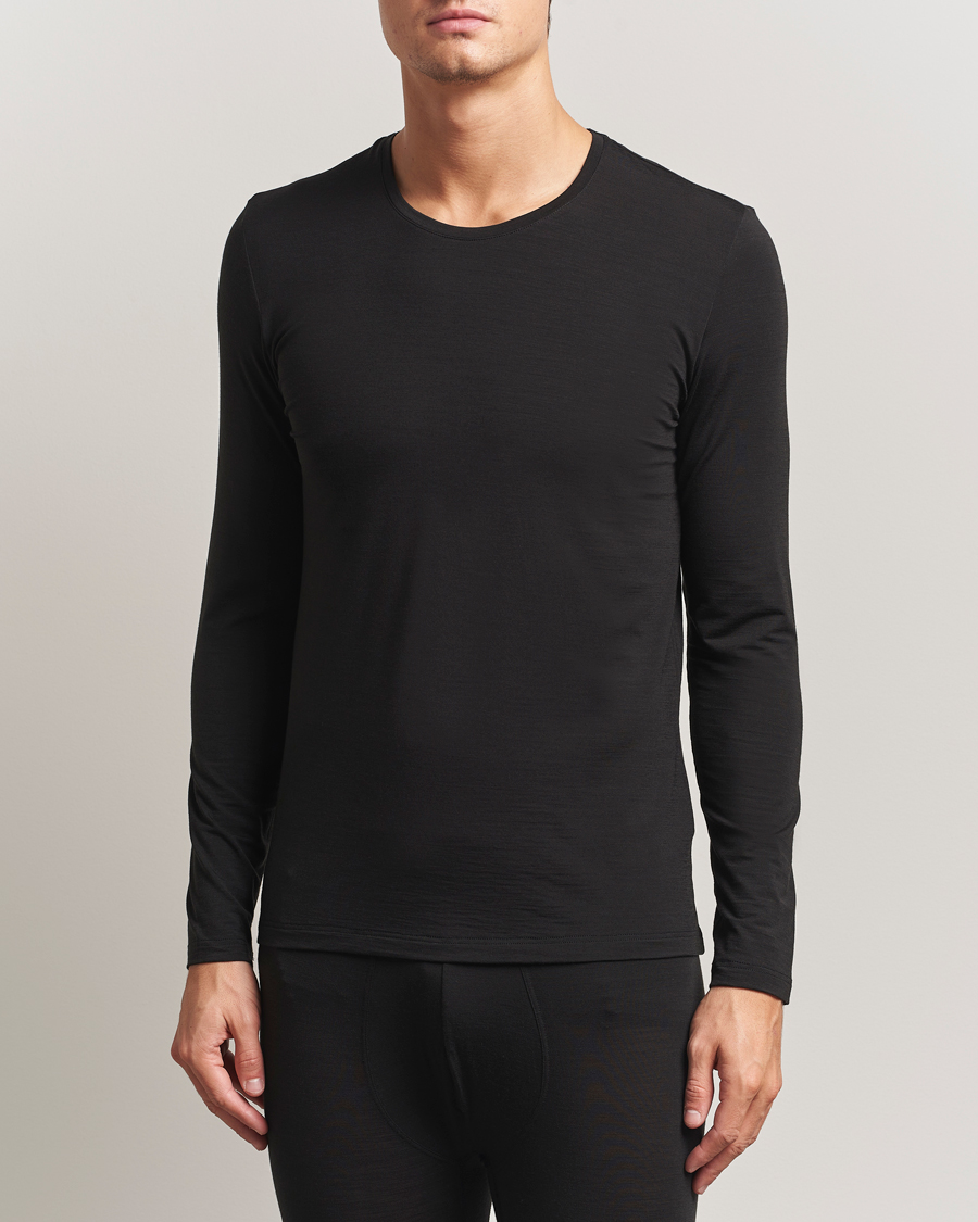 Mies | T-paidat | Falke | Clima Wool Wool Long Sleeve T-Shirt Black