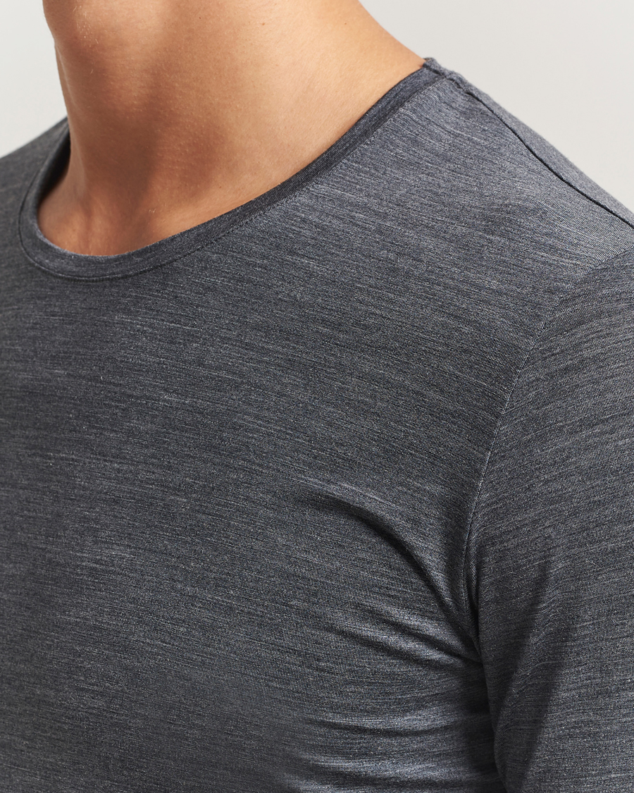 Mies | T-paidat | Falke | Clima Wool Wool Long Sleeve T-Shirt Dark Grey Heather