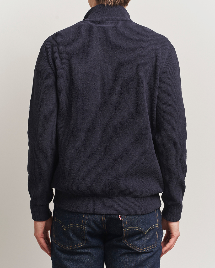 Mies | Puserot | NN07 | Danny Rib Knitted Half Zip Navy Blue