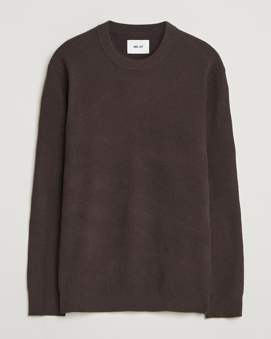 Mies | Puserot | NN07 | Danny Rib Knitted Crew Neck Dusky Port