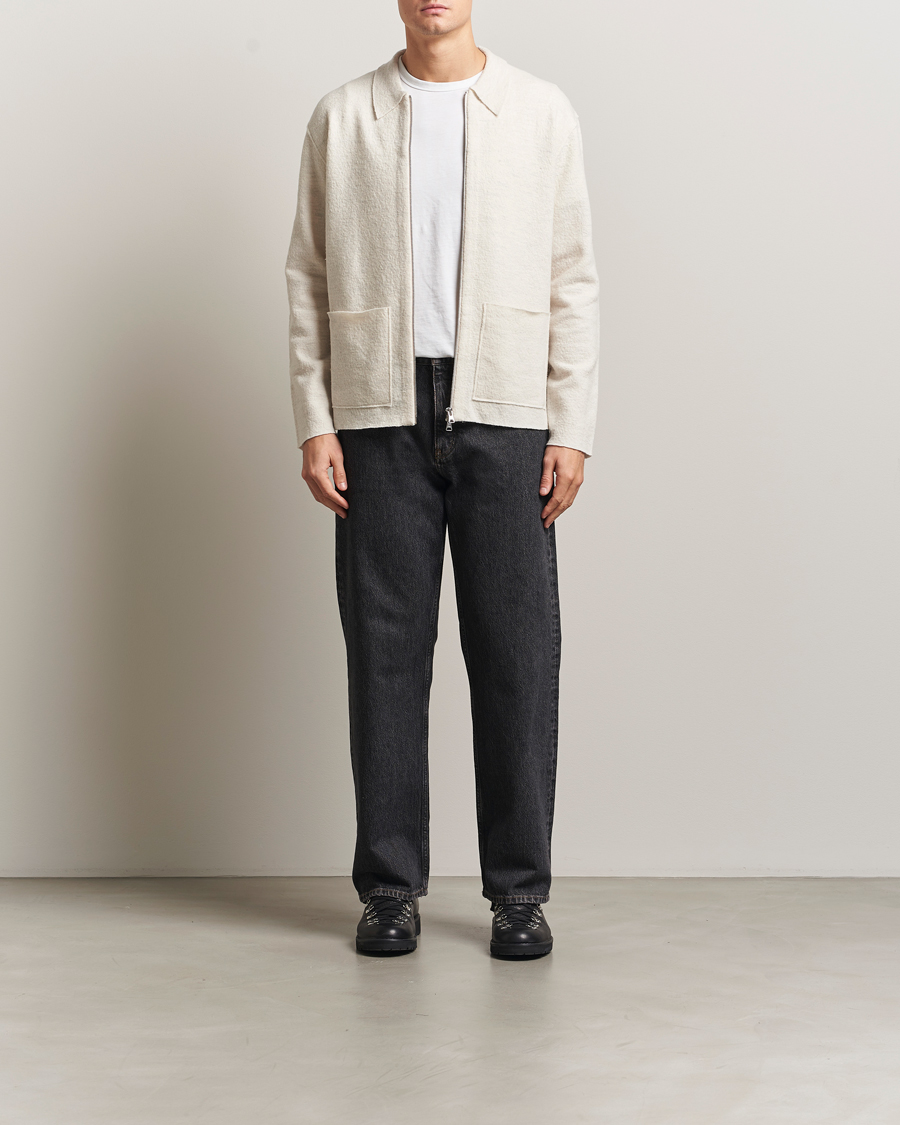 Mies | Puserot | NN07 | Jonas Boiled Wool Full Zip Ivory