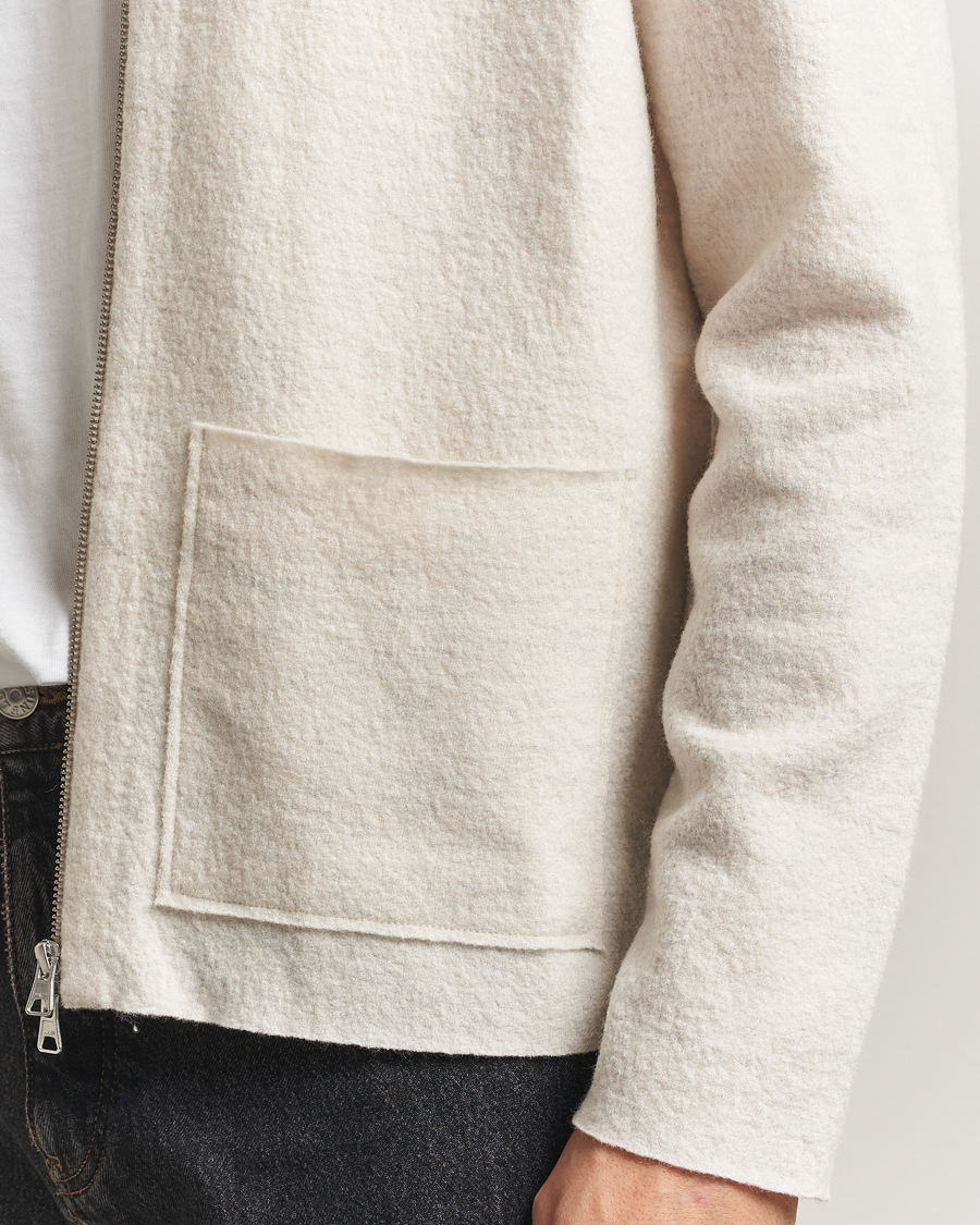 Mies | Puserot | NN07 | Jonas Boiled Wool Full Zip Ivory