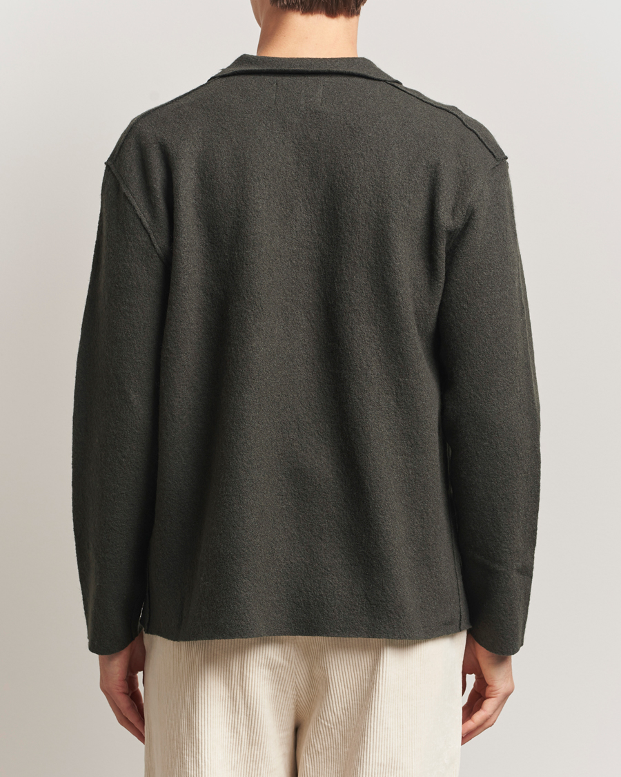 Mies | Puserot | NN07 | Jonas Boiled Wool Full Zip Dark Army