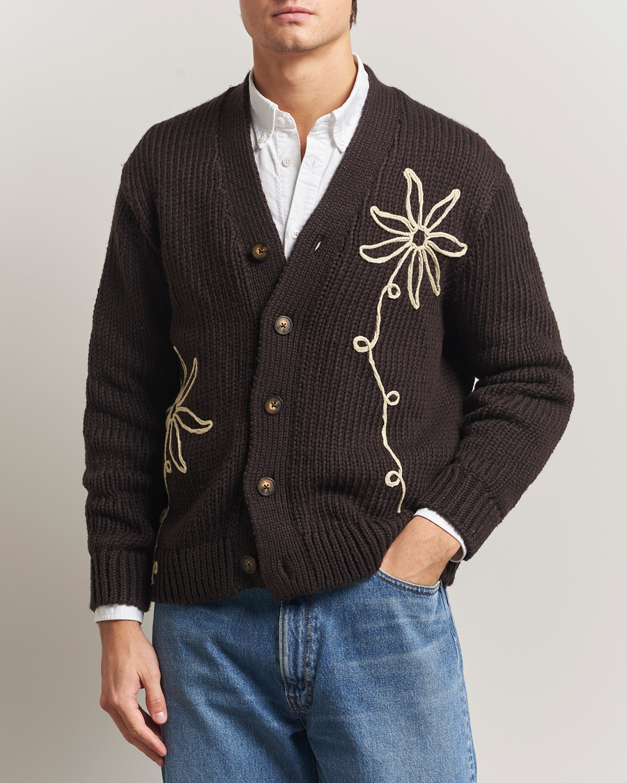 Mies | Puserot | NN07 | Mika Knitted Flower Cardigan Dusky Port