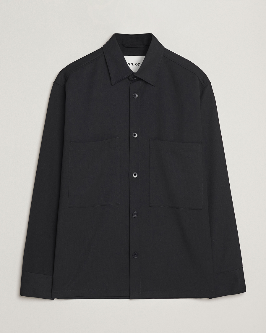 Mies | Kauluspaidat | NN07 | Freddy Wool/Tencel Overshirt Black
