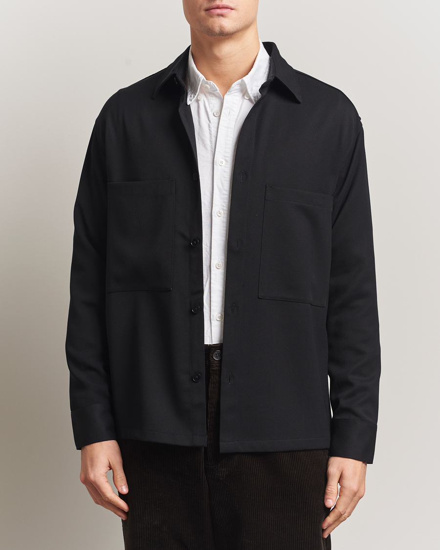 Mies | Kauluspaidat | NN07 | Freddy Wool/Tencel Overshirt Black