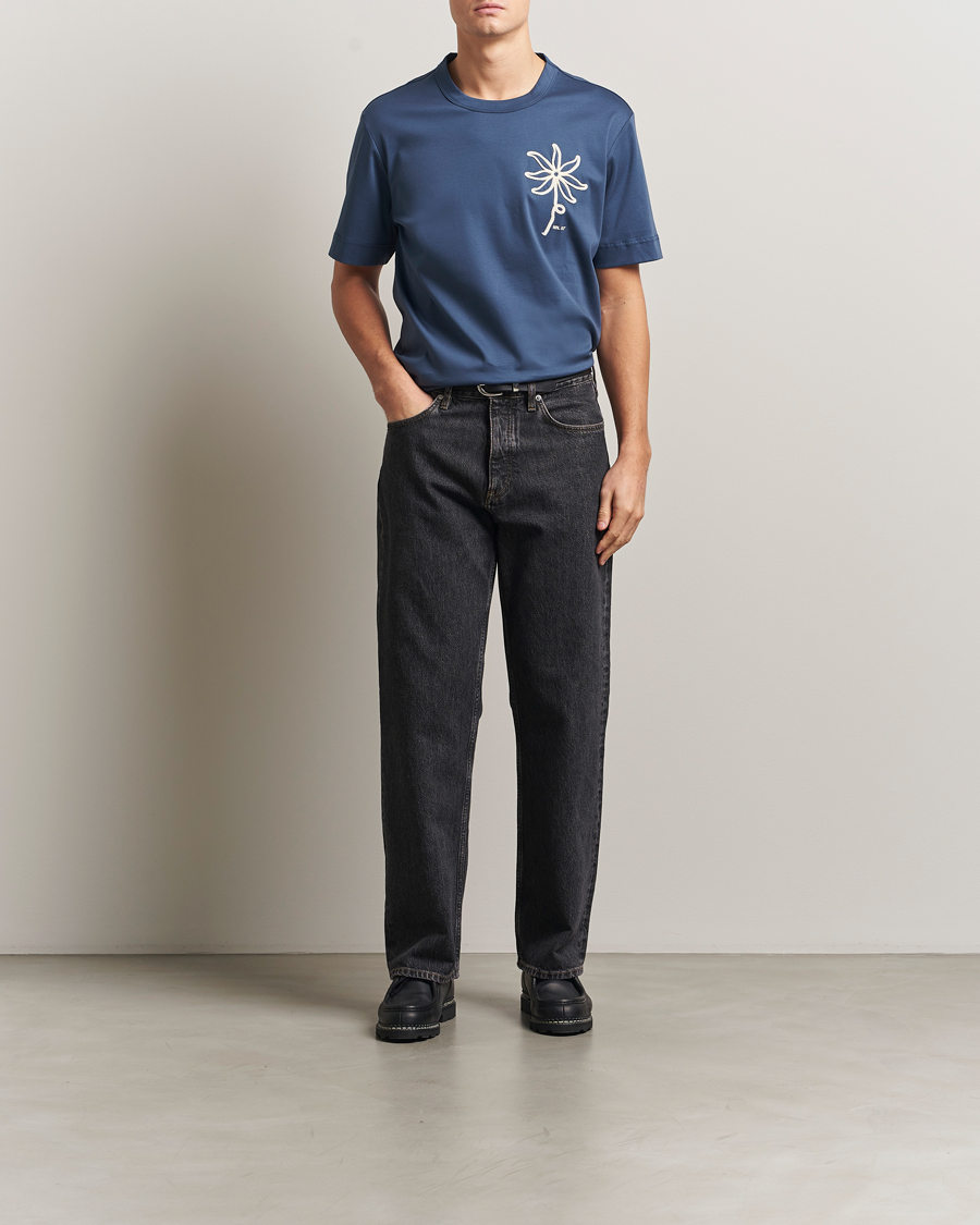 Mies | T-paidat | NN07 | Pedro Embroidered T-Shirt Denim Blue
