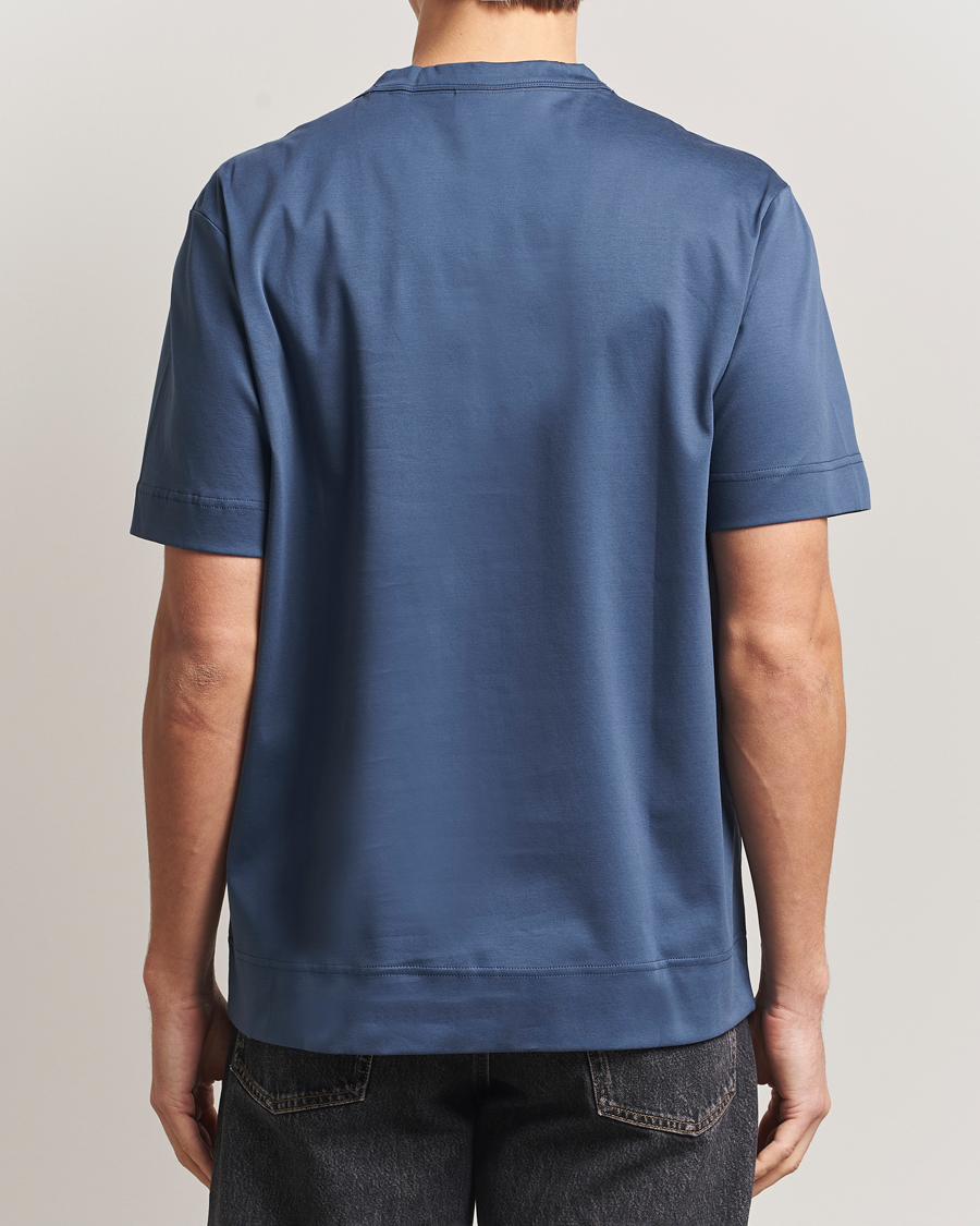 Mies | T-paidat | NN07 | Pedro Embroidered T-Shirt Denim Blue