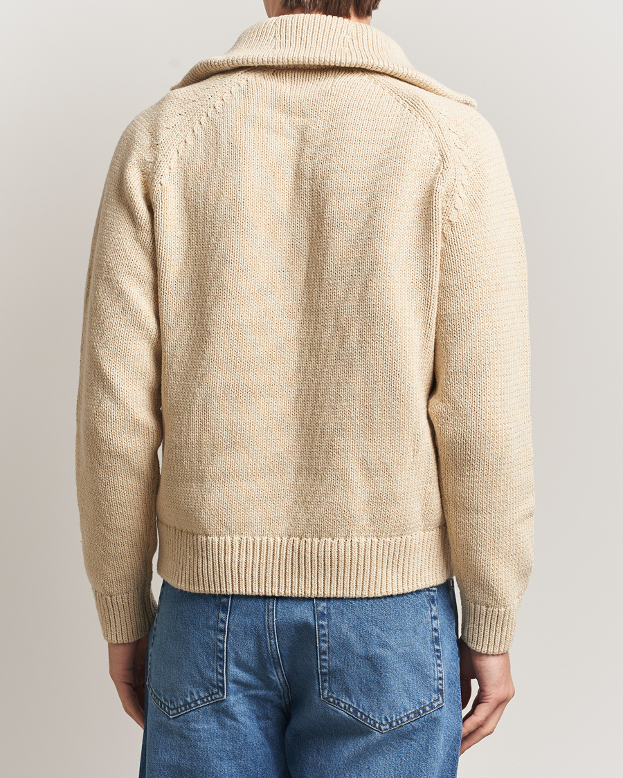 Mies | Puserot | NN07 | Tristan Heavy Knitted Half Zip Ecru