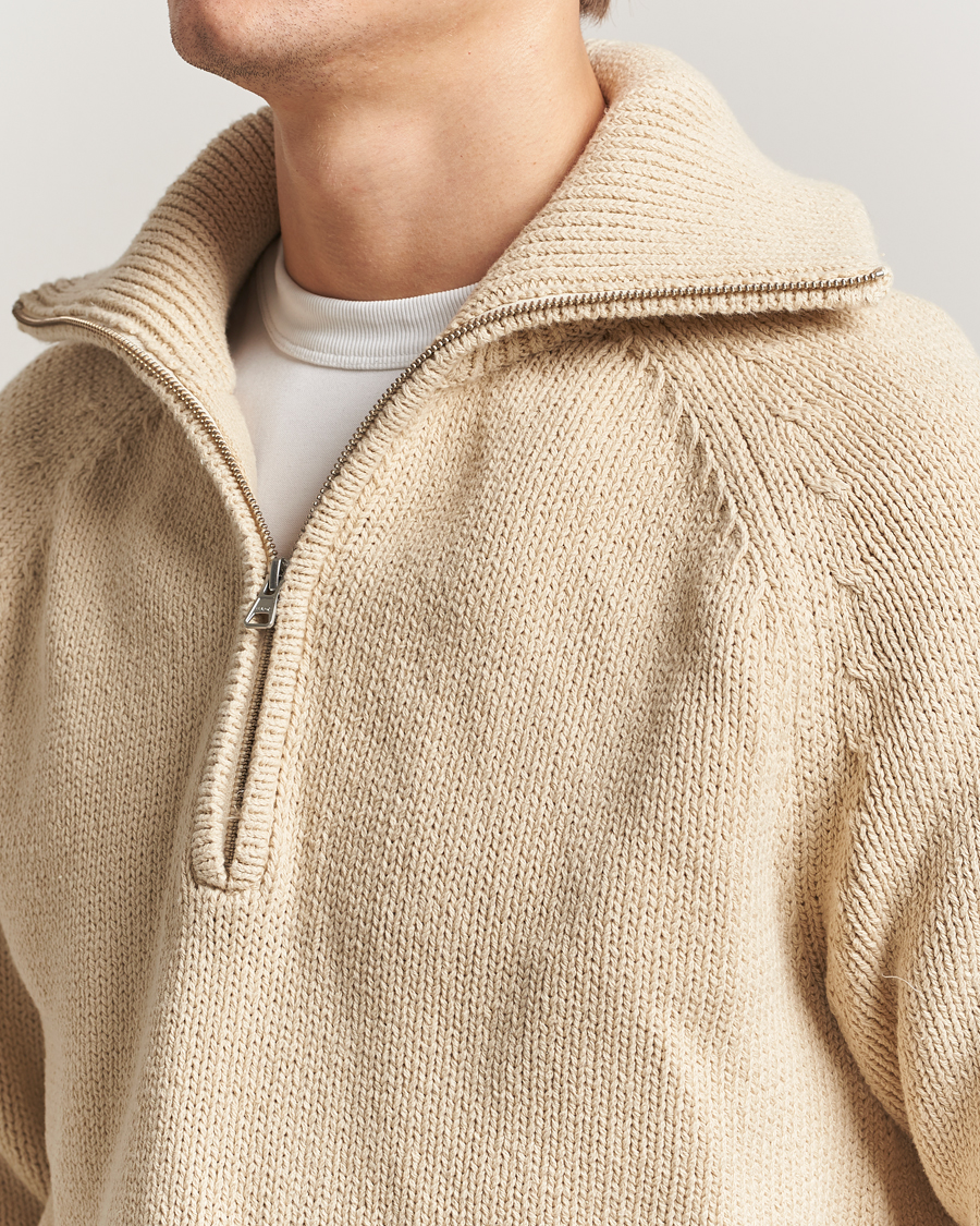 Mies | Puserot | NN07 | Tristan Heavy Knitted Half Zip Ecru