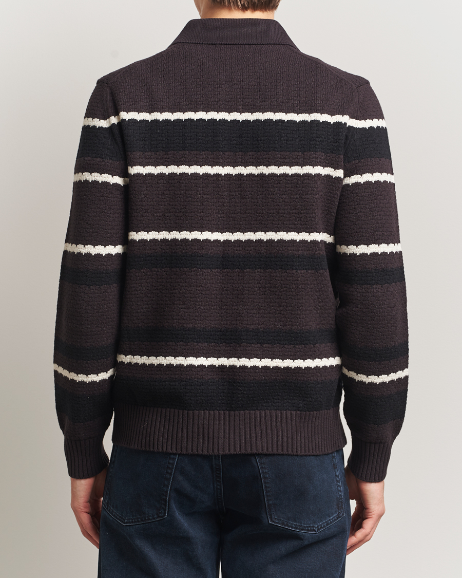 Mies | Puserot | NN07 | Alfie Striped Knitted Polo Dusky Port