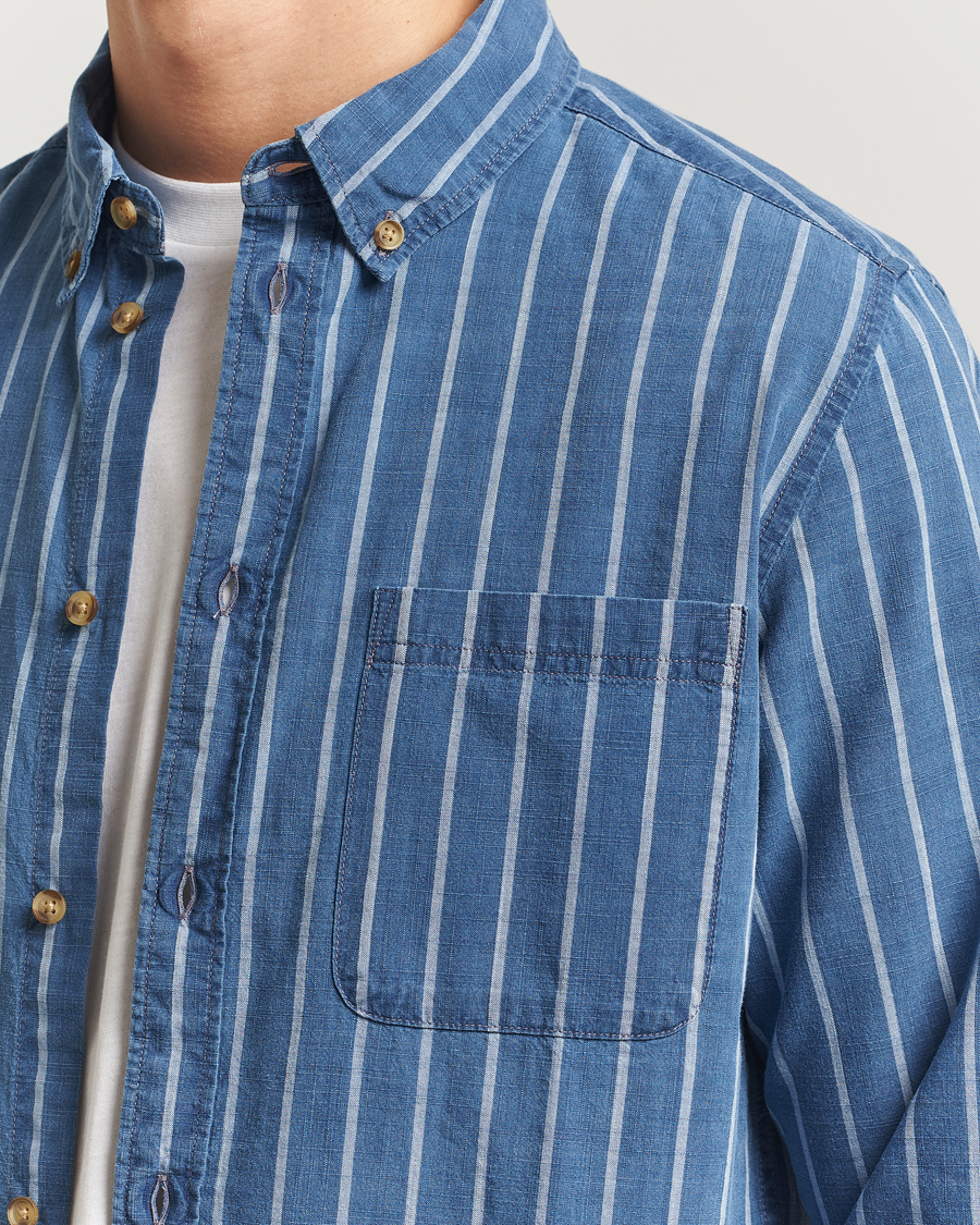 Mies | Kauluspaidat | LES DEUX | Indigo Stripe Shirt Denim Blue