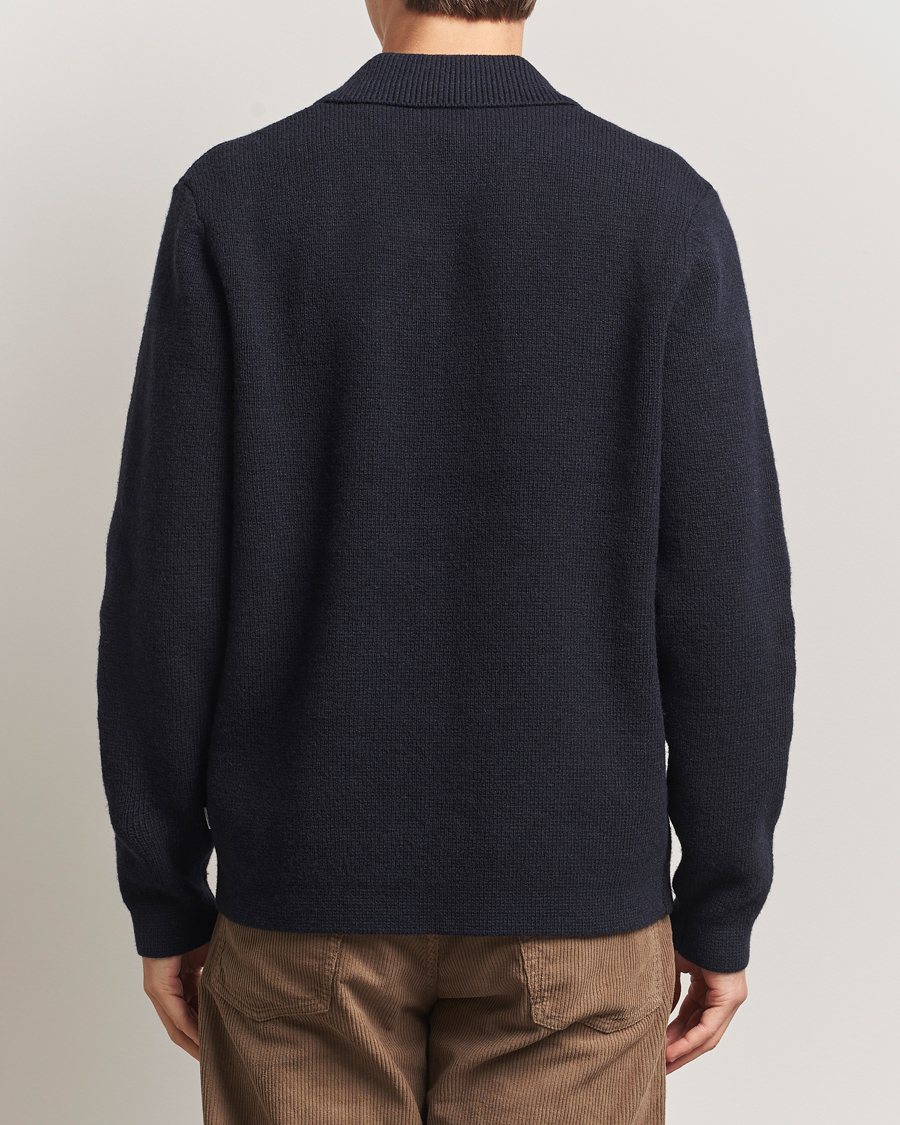 Mies | Kauluspaidat | LES DEUX | Fisher Milano Wool Knit Overshirt  Navy