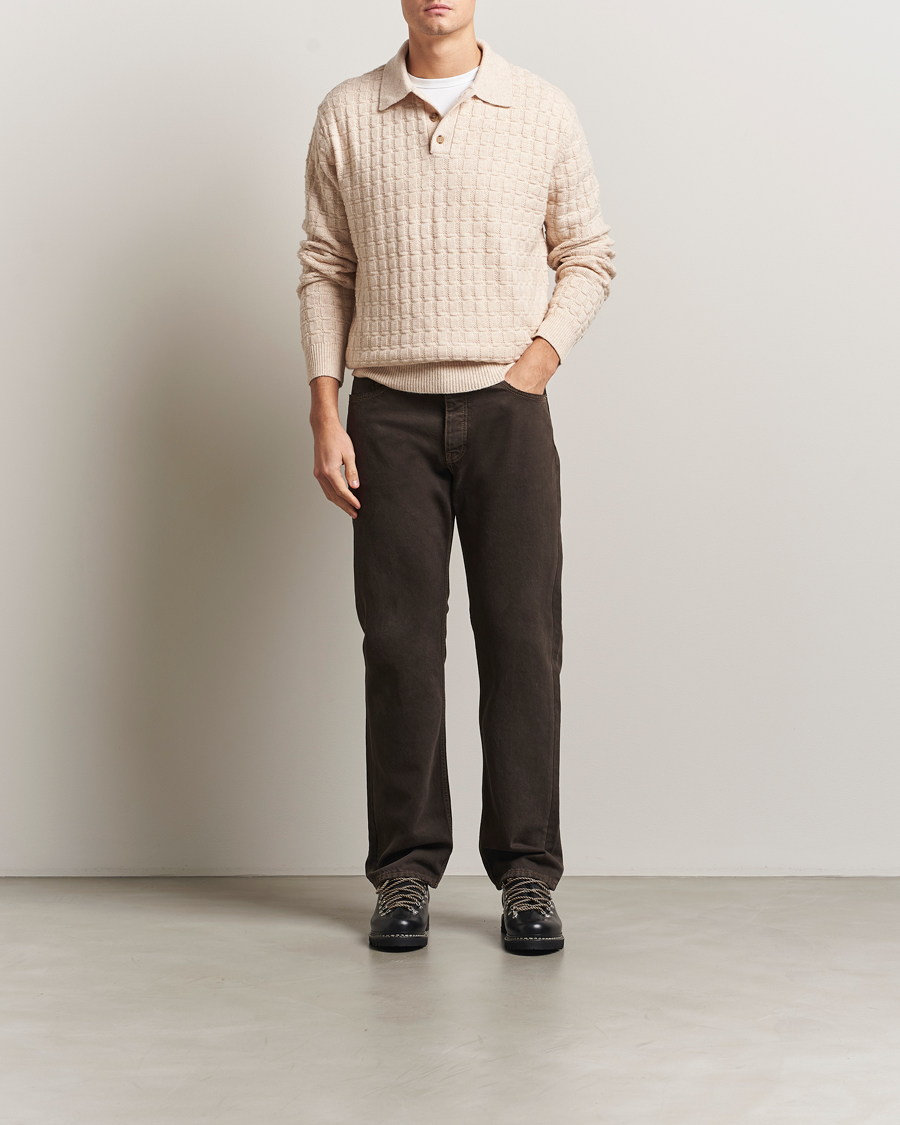 Mies | Puserot | LES DEUX | Gustav Structured Polo Knit Light Sand Melange