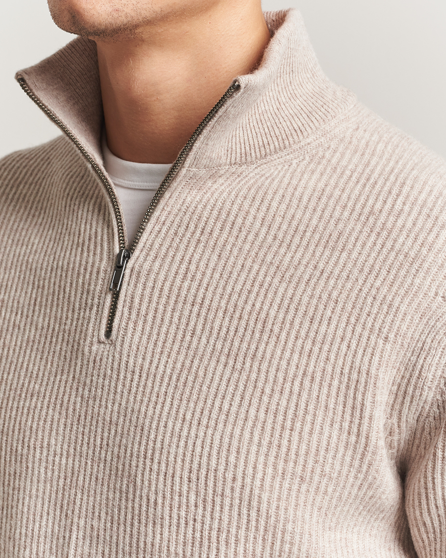 Mies | Puserot | LES DEUX | Eduard Half-Zip Knit Jumper Light Sand