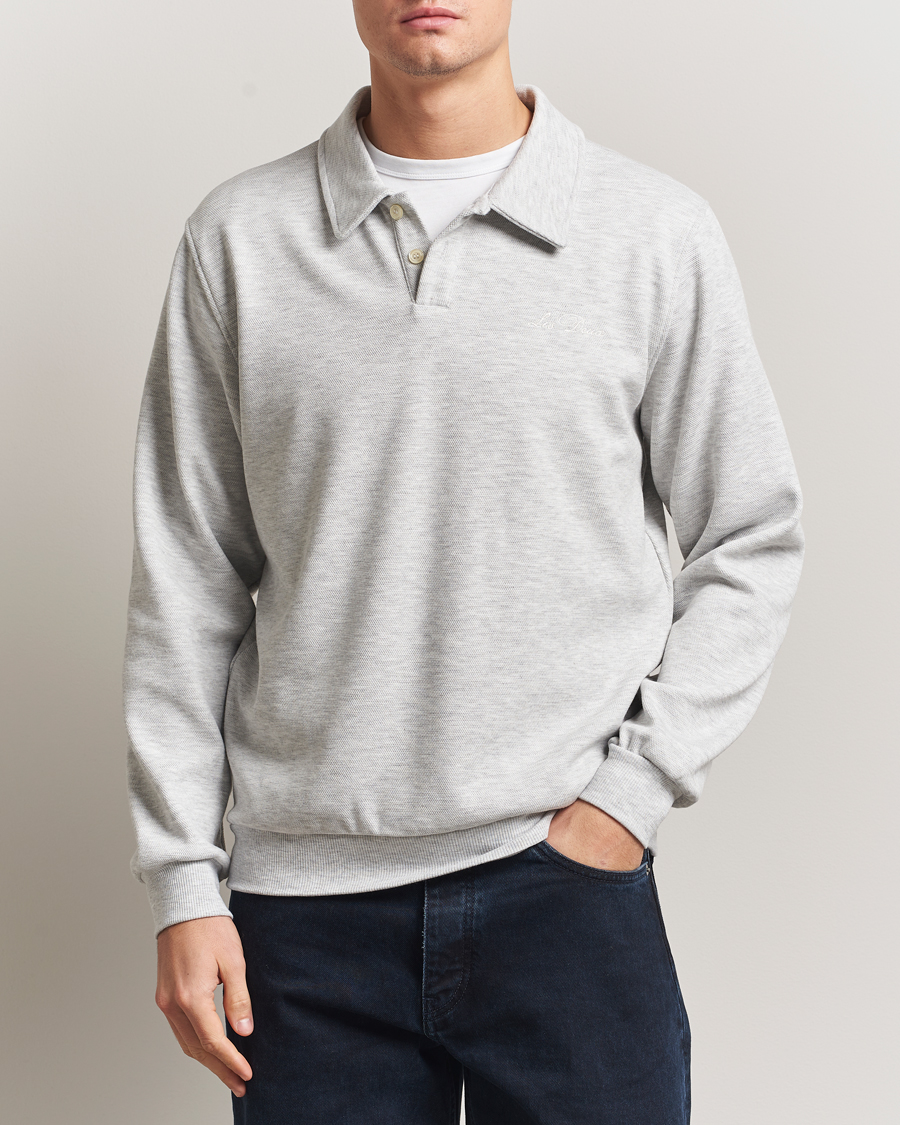 Mies | Puserot | LES DEUX | Ben Polo Pique Sweatshirt Snow Melange