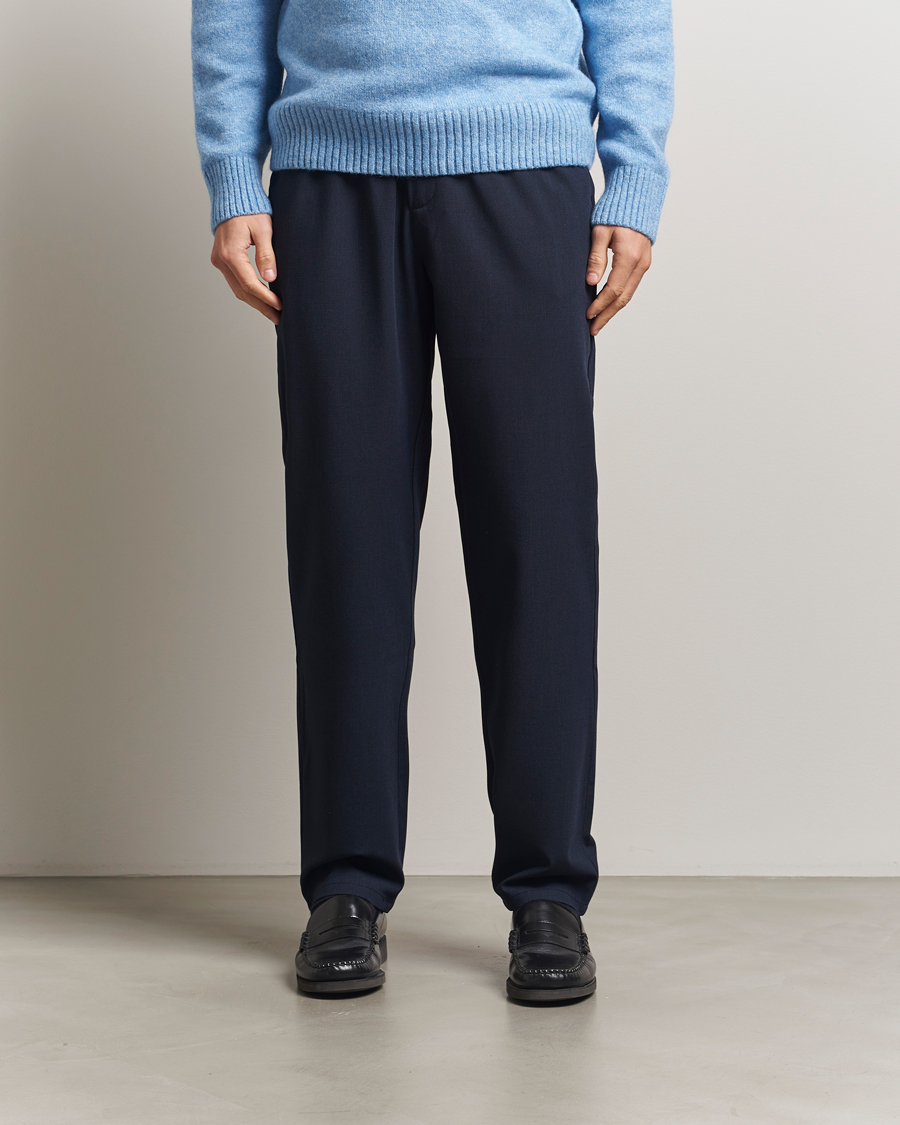 Mies | Housut | LES DEUX | Como Tapered Textured Pants Dark Navy Blue