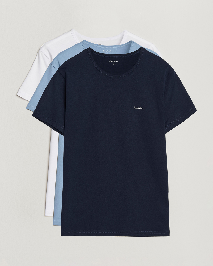 Mies | T-paidat | Paul Smith | 3-Pack Crew Neck T-Shirt White/Black/Light Blue