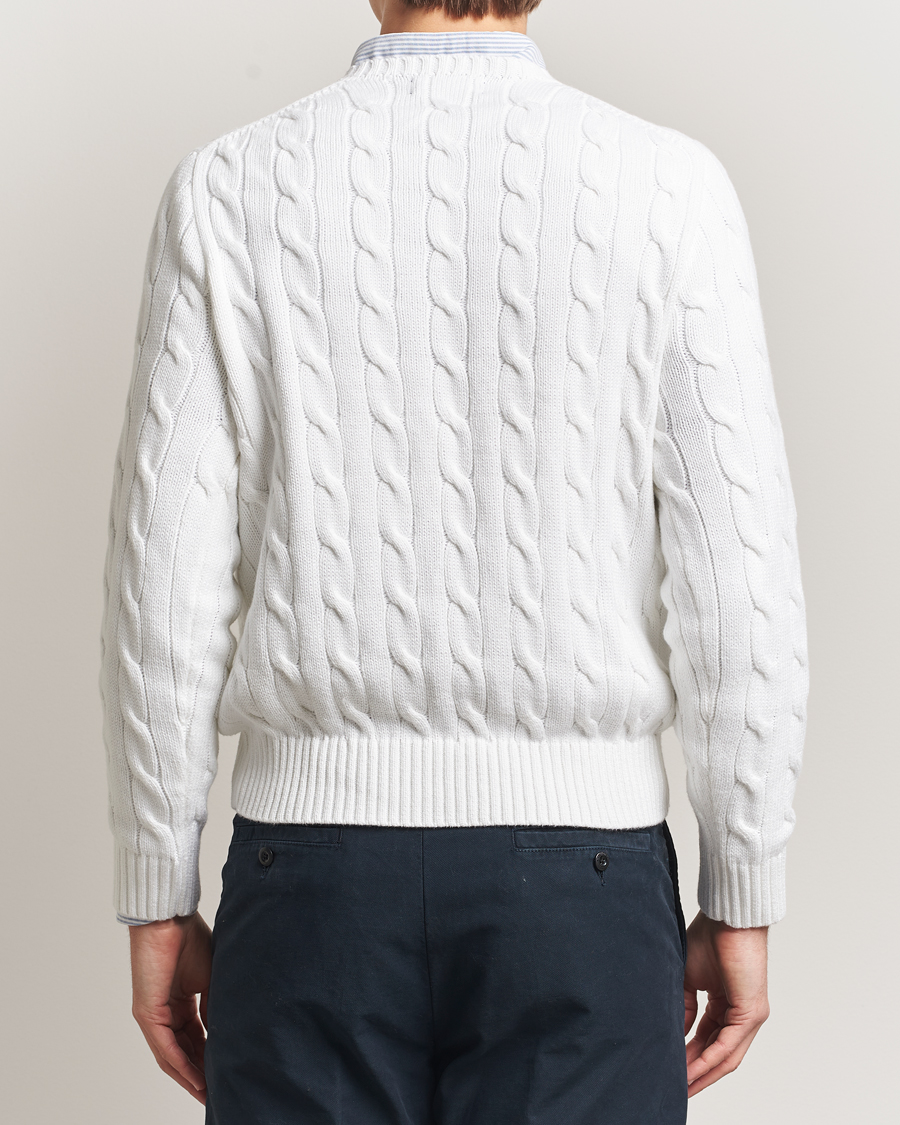 Mies | Puserot | Polo Ralph Lauren | Cotton Cable Flag Sweater Ceramic White