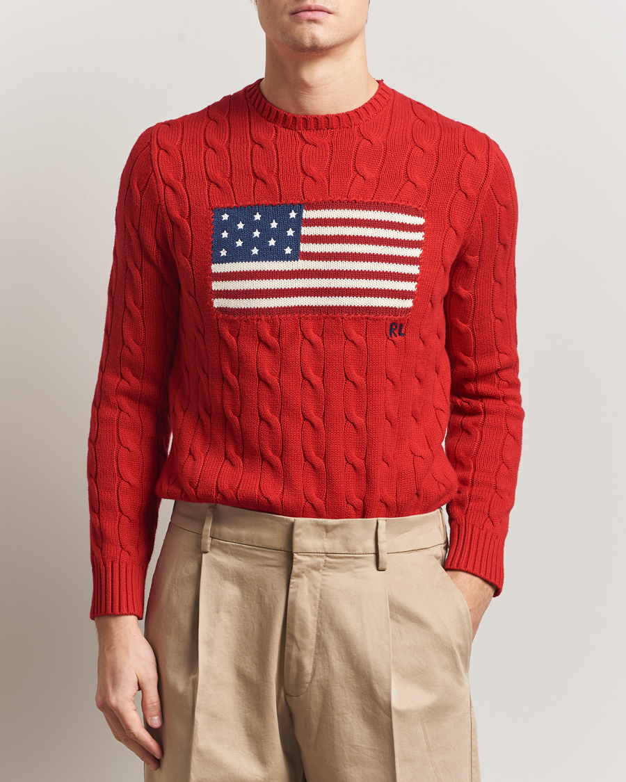 Mies | Puserot | Polo Ralph Lauren | Cotton Cable Flag Sweater RL 2000 Red