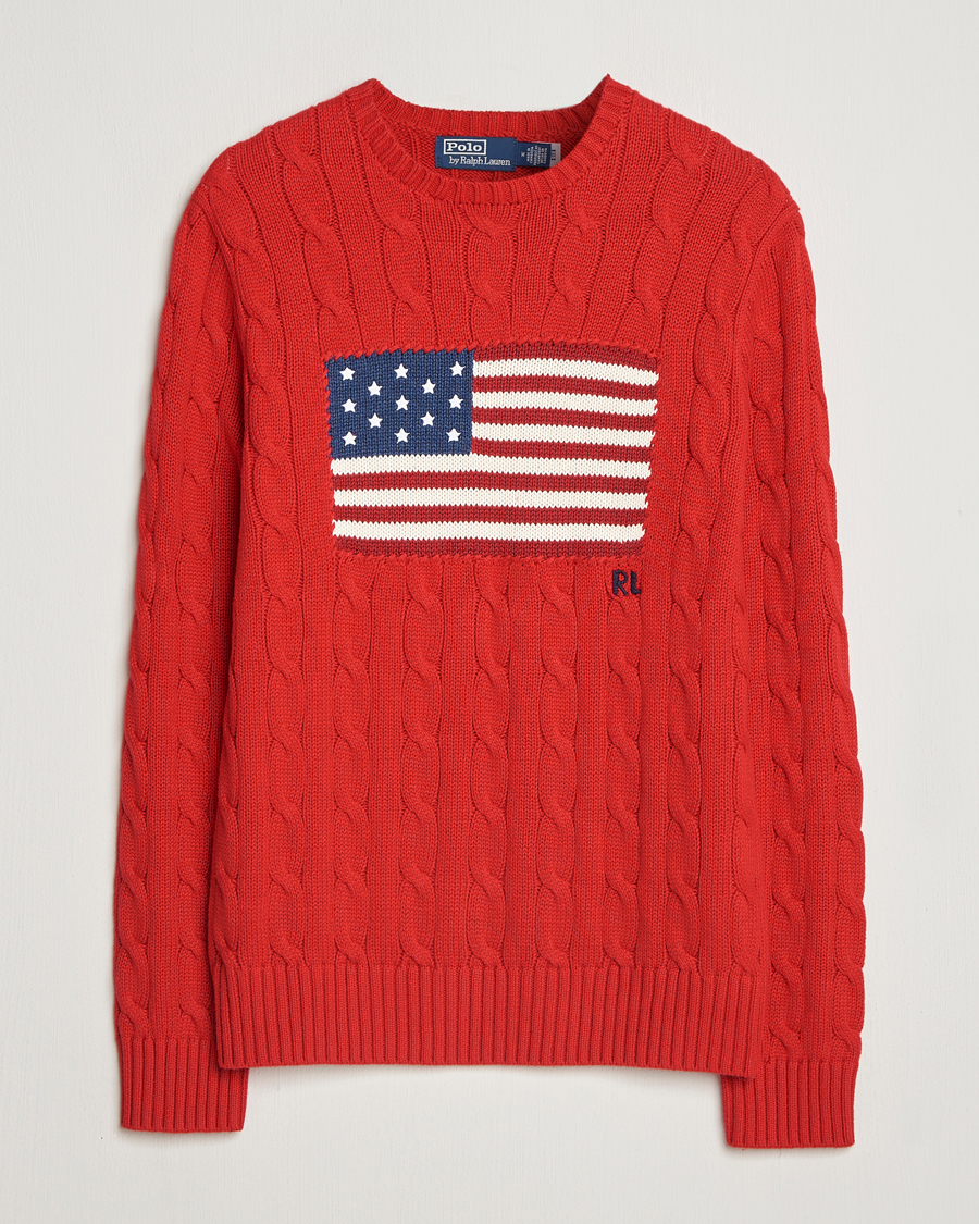 Mies | Puserot | Polo Ralph Lauren | Cotton Cable Flag Sweater RL 2000 Red