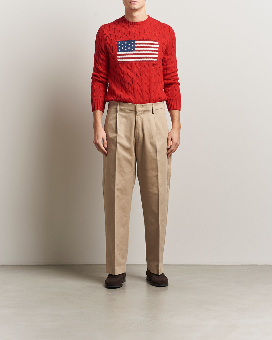Mies | Puserot | Polo Ralph Lauren | Cotton Cable Flag Sweater RL 2000 Red