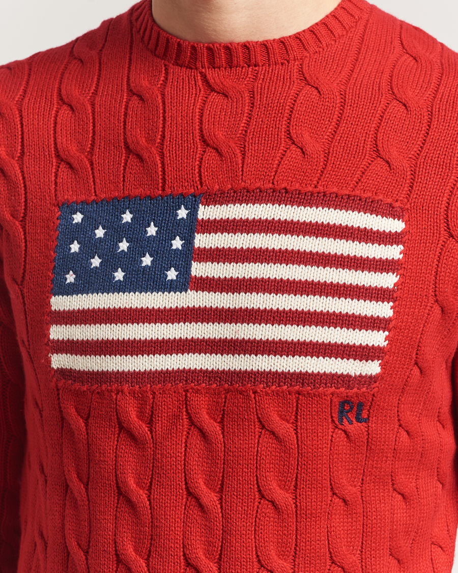 Mies | Puserot | Polo Ralph Lauren | Cotton Cable Flag Sweater RL 2000 Red