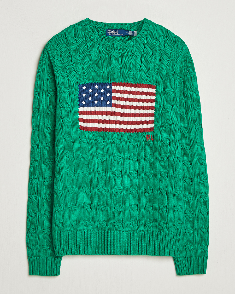 Mies | Puserot | Polo Ralph Lauren | Cotton Cable Flag Sweater Billiard Green