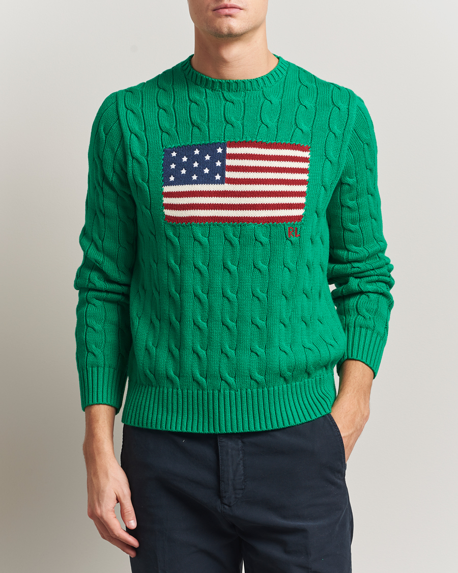 Mies | Puserot | Polo Ralph Lauren | Cotton Cable Flag Sweater Billiard Green