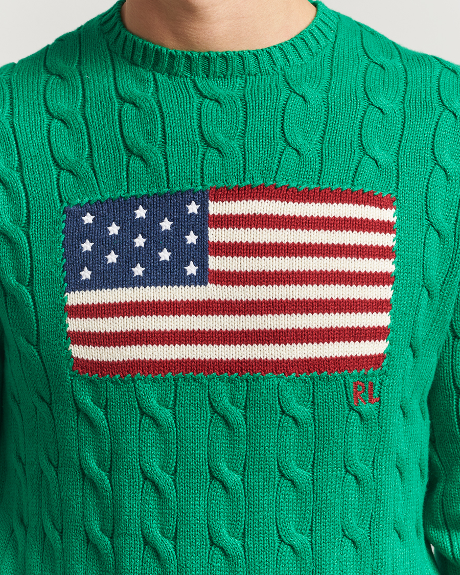 Mies | Puserot | Polo Ralph Lauren | Cotton Cable Flag Sweater Billiard Green